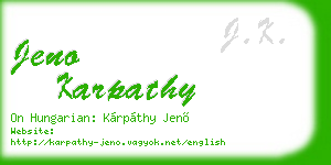jeno karpathy business card